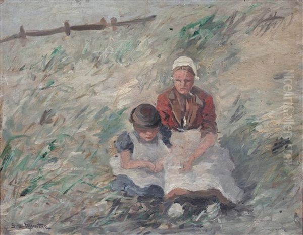 Duinlandschap Met Twee Kinderen Oil Painting by Gerhard Arij Ludwig Morgenstjerne Munthe