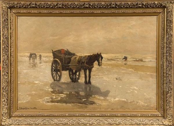 Les Pecheurs De Crevettes En Bord De Mer Oil Painting by Gerhard Arij Ludwig Morgenstjerne Munthe