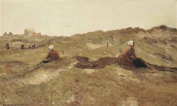 Mending The Nets, Katwijk Aan Zee by Gerhard Arij Ludwig Morgenstjerne Munthe