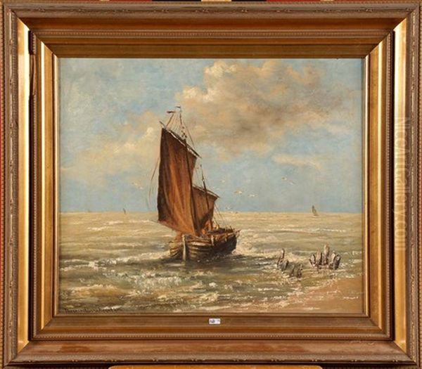 Chalutier En Mer Oil Painting by Gerhard Arij Ludwig Morgenstjerne Munthe