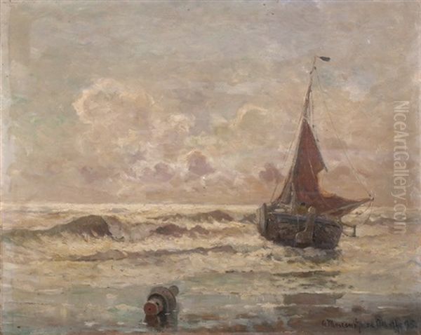 Segelboot Auf Bewegter See Oil Painting by Gerhard Arij Ludwig Morgenstjerne Munthe