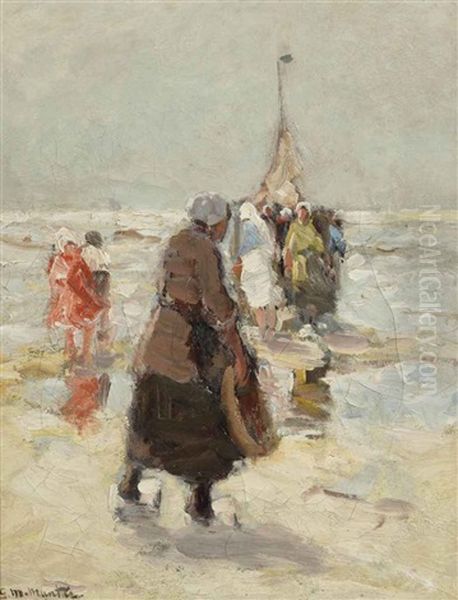 Collecting The Day's Catch Oil Painting by Gerhard Arij Ludwig Morgenstjerne Munthe