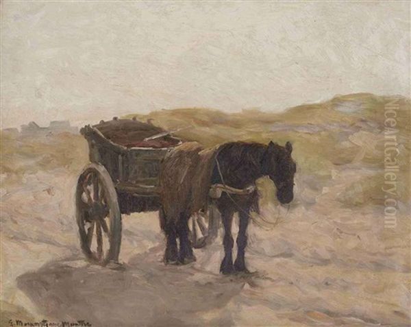 A Horse And Cart In The Dunes Oil Painting by Gerhard Arij Ludwig Morgenstjerne Munthe