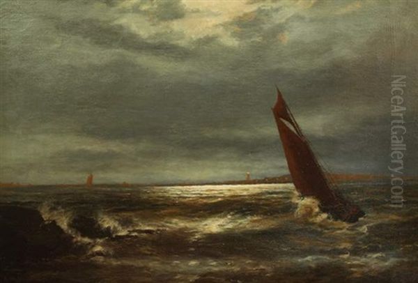 Meereslandschaft Mit Segelschiffen Oil Painting by Gerhard Arij Ludwig Morgenstjerne Munthe