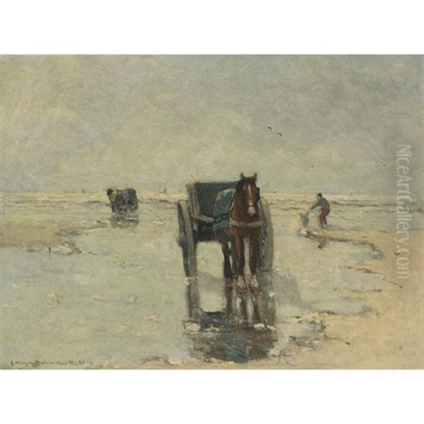 Shell Fishers, Dutch Coast Oil Painting by Gerhard Arij Ludwig Morgenstjerne Munthe