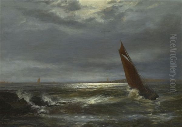 Meereslandschaft Mit Segelboot Oil Painting by Gerhard Arij Ludwig Morgenstjerne Munthe