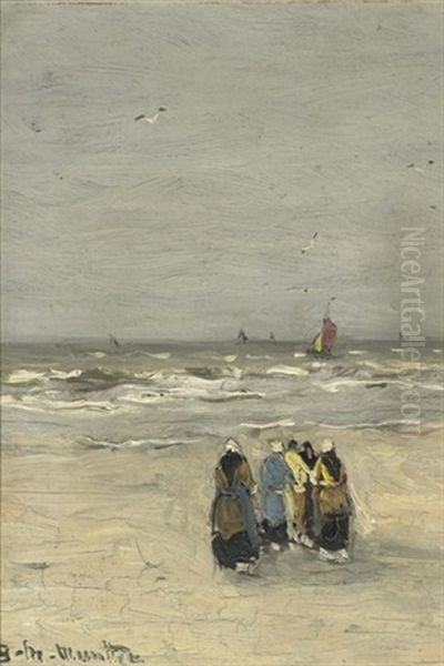 Women At The Beach Oil Painting by Gerhard Arij Ludwig Morgenstjerne Munthe