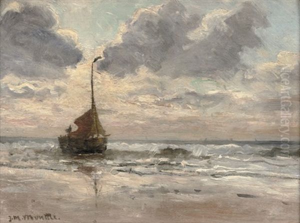 Bomschuit In The Surf Oil Painting by Gerhard Arij Ludwig Morgenstjerne Munthe