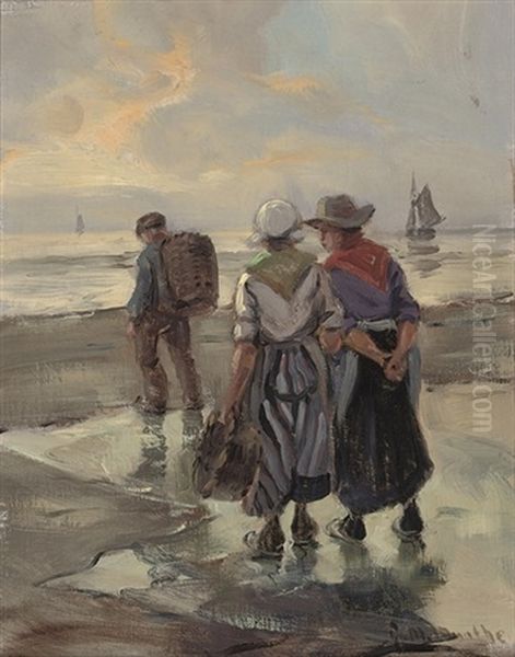 Waiting For The Catch Oil Painting by Gerhard Arij Ludwig Morgenstjerne Munthe