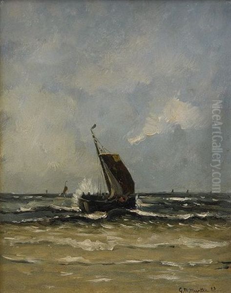 Fiskebat Till Havs Oil Painting by Gerhard Arij Ludwig Morgenstjerne Munthe