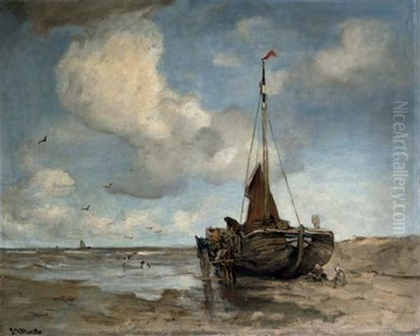 A Bomschuit On The Beach by Gerhard Arij Ludwig Morgenstjerne Munthe