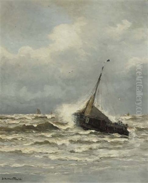 Braving The Surf Oil Painting by Gerhard Arij Ludwig Morgenstjerne Munthe