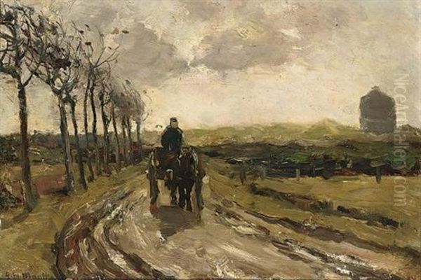 A Horse Drawn Cart On A Sandy Track Oil Painting by Gerhard Arij Ludwig Morgenstjerne Munthe