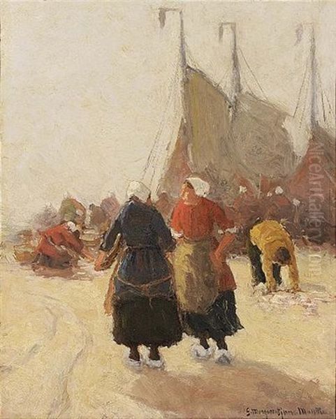 Sorting The Catch Oil Painting by Gerhard Arij Ludwig Morgenstjerne Munthe