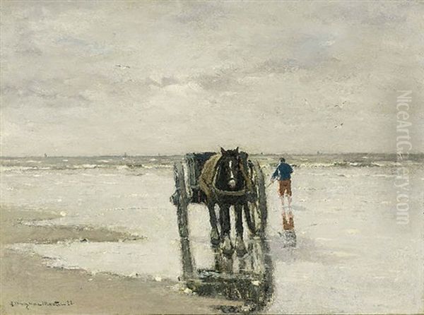 A Shellfisher On The Beach Oil Painting by Gerhard Arij Ludwig Morgenstjerne Munthe