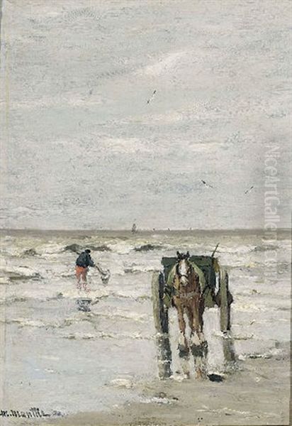 A Shellfisher On The Beach Oil Painting by Gerhard Arij Ludwig Morgenstjerne Munthe