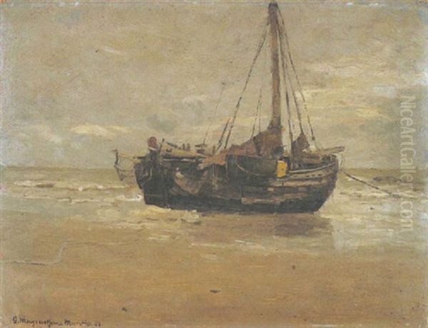 Aufliegendes Fischerboot Am Strand Oil Painting by Gerhard Arij Ludwig Morgenstjerne Munthe