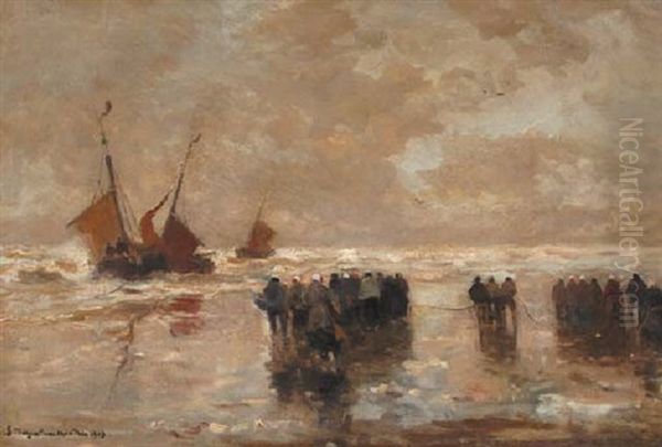 The Arrival Of The Fleet Oil Painting by Gerhard Arij Ludwig Morgenstjerne Munthe