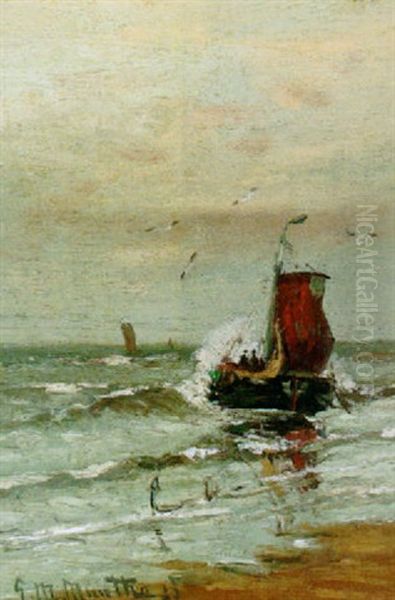 Bomschuiten At Sea Oil Painting by Gerhard Arij Ludwig Morgenstjerne Munthe