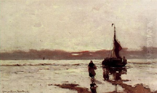 Low Tide Oil Painting by Gerhard Arij Ludwig Morgenstjerne Munthe