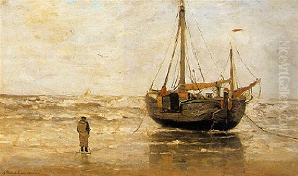 A Beached Bomschuit Oil Painting by Gerhard Arij Ludwig Morgenstjerne Munthe