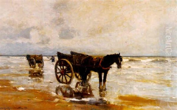 Garnalenvissers Aan Het Strand Oil Painting by Gerhard Arij Ludwig Morgenstjerne Munthe