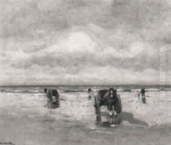 Schelpenvissers Op Het Strand Oil Painting by Gerhard Arij Ludwig Morgenstjerne Munthe