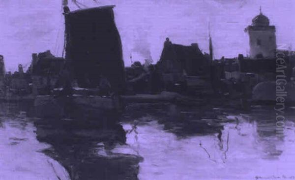 Harbour Scene, Evening by Gerhard Arij Ludwig Morgenstjerne Munthe