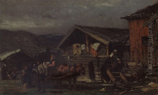 En Aebelkraemmer I Fjeldbygden Oil Painting by Gerhard Peter Franz Vilhelm Munthe