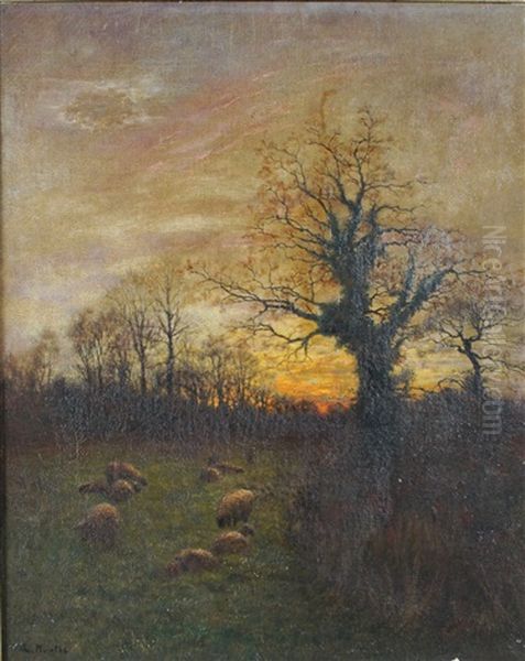 Landskap Med Far Oil Painting by Ludwig Munthe