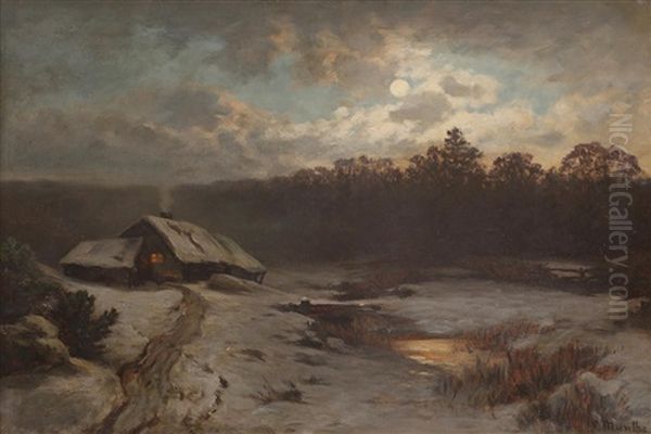 Vinterlandskap Oil Painting by Ludwig Munthe