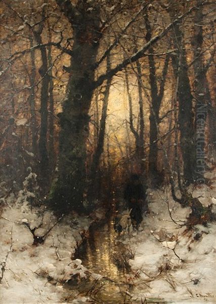 Winter Evening Oil Painting by Ludwig Munthe