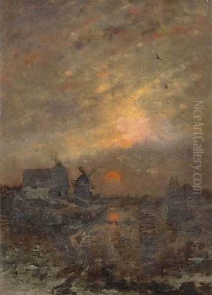 Landschaft Mit Sonnenuntergang Oil Painting by Ludwig Munthe