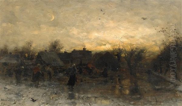 Abends Vor Dem Dorf Oil Painting by Ludwig Munthe