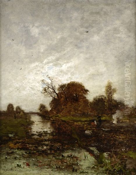 Herbstliches Kartoffelfeuer Oil Painting by Ludwig Munthe