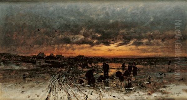 Krabbenfischer Am Strand Oil Painting by Ludwig Munthe