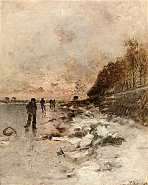 Vintermotiv Med Skridskoakare by Ludwig Munthe