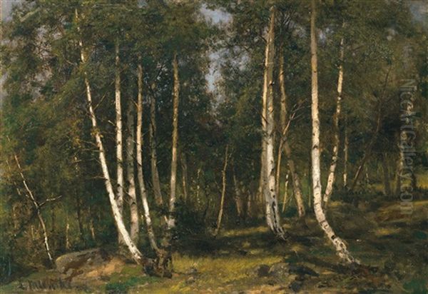 Im Birkenwald Oil Painting by Ludwig Munthe