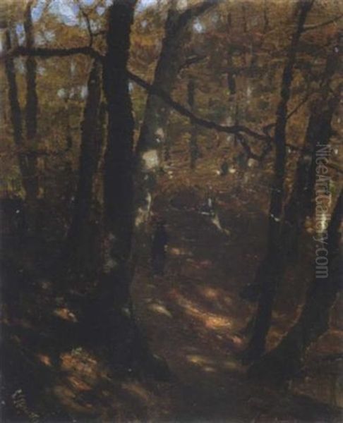 Im Herbstwald Oil Painting by Ludwig Munthe