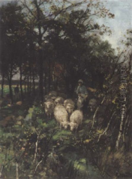 Budeie Med Sauer Oil Painting by Ludwig Munthe