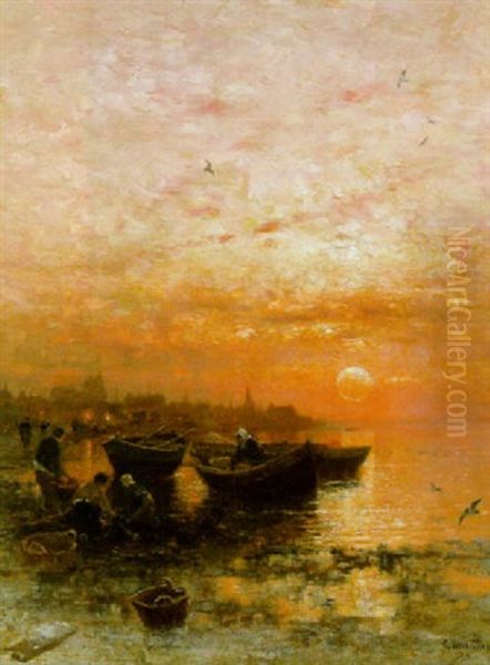 Abendstimmung Am Meer Oil Painting by Ludwig Munthe