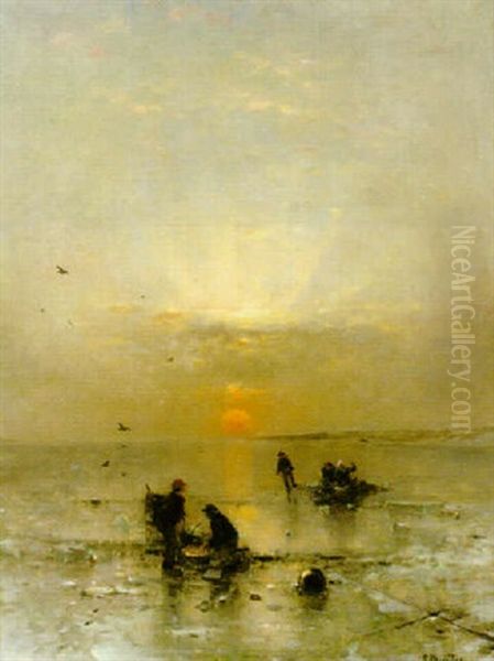 Vinterfiske Oil Painting by Ludwig Munthe