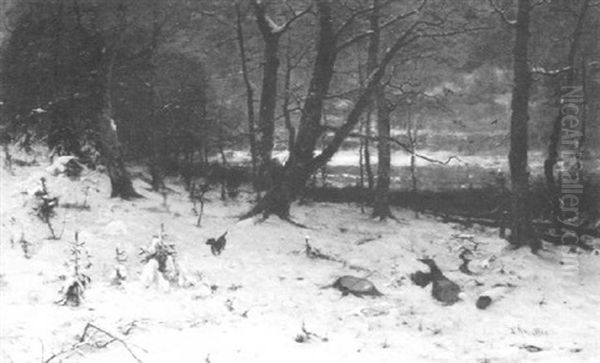 Verschneiter Winterwald Oil Painting by Ludwig Munthe