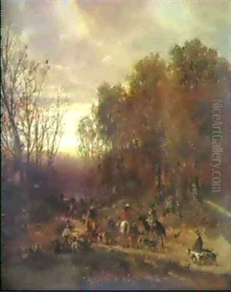 Falkenjagd Oil Painting by Ludwig Munthe