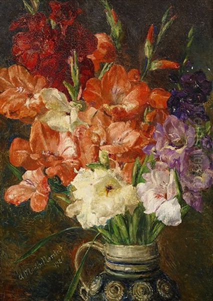 Stilleben Med Gladiolus Oil Painting by Anna Katarina Munthe-Norstedt