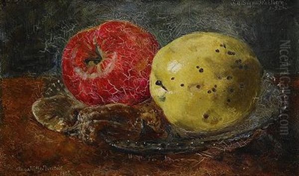 Stilleben Med Applen Oil Painting by Anna Katarina Munthe-Norstedt