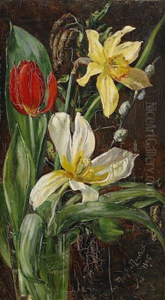 Blomsterstilleben Oil Painting by Anna Katarina Munthe-Norstedt