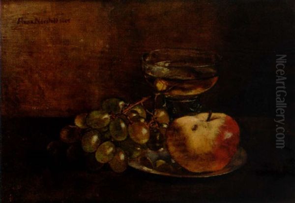 Stilleben Med Grona Druvor, Apple Och Remmare Oil Painting by Anna Katarina Munthe-Norstedt