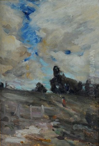 Figure In A Landscape Oil Painting by Josephine Mary Muntz Adams