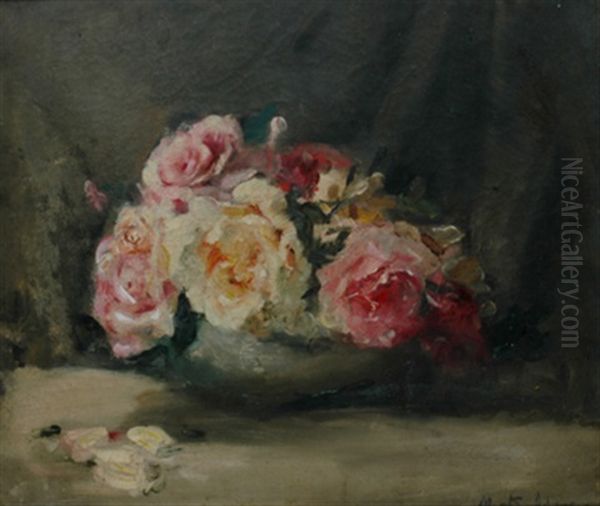 Still Life With Roses Oil Painting by Josephine Mary Muntz Adams